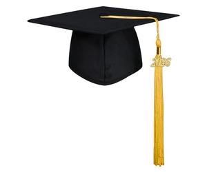 GraduatePro 2026 Chapeau de Graduation Adulte Noir Mat Capuchon de diplôme d'études collégiales Or