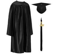 GraduatePro Brillant Enfant Toge Chapeau Enfants 2026 Diplômé avec Pendentif Graduation Préscolaire Garçon et Fille Noir 36=XL