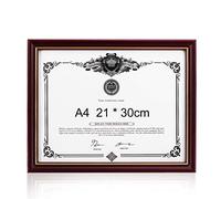GraduatePro Cadre Diplome A4 Mural Bois Photo Format Certificat Documents Sous Verre à Accrocher Decoratif Universitaire 20x30