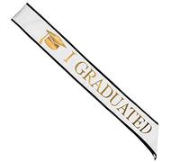 GraduatePro Echarpe Diplome étudiant Décoration Fête Remise de Diplôme à l'université ou du bac au lycée Ceinture Congratulations Cadeau Photographie Costume Partie Étole Blanc