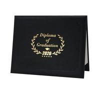 GraduatePro Housse de diplôme de fin d'études de classe de 2026 pour titulaire de certificat de 21,6 x 27,9 cm - Cuir synthétique litchi véritable avec estampage feuille d'or, cadeau de début, noir