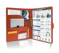 GraduatePro Porte Documents A4 Cuir Bloc Note Reunion Homme Femme Organisateur Dossier de Conférence Portfolio pour Réunion/Bureau/Carte Visite Professionnel Marron