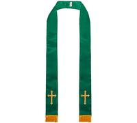 GraduatePro Satin Église Clergé Étole avec Croix Chorale Pasteur Broderie Latine avec Pompons 229cm-Forêt