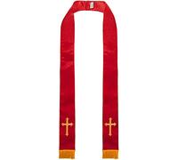GraduatePro Satin Église Clergé Étole avec Croix Chorale Pasteur Broderie Latine avec Pompons 229cm-Rouge