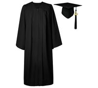 GraduatePro Toge Diplome 2025 Chapeau Graduation Cap and Gown Universitaire Costume Americain Adulte École Secondaire Maître Femme Homme Noir 51=M