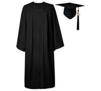 GraduatePro Toge Diplome 2025 Chapeau Graduation Cap and Gown Universitaire Costume Americain Adulte École Secondaire Maître Femme Homme Noir 63=3XL