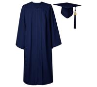 GraduatePro Toge Diplome 2025 Chapeau Graduation Cap and Gown Universitaire Costume Americain Adulte École Secondaire Maître Femme Homme Marine 51=M