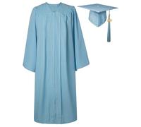 GraduatePro Toge Diplome 2025 Chapeau Graduation Cap and Gown Universitaire Costume Americain Adulte École Secondaire Maître Femme Homme Bleu ciel 51=M