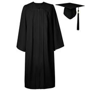 GraduatePro Toge Diplome Chapeau Graduation Cap and Gown Universitaire Costume Americain École Secondaire Maître Femme Homme Noir 57=XL