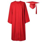 GraduatePro Toge Diplome Chapeau Graduation Cap and Gown Universitaire Costume Americain École Secondaire Maître Femme Homme Rouge 54=L