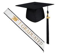 GraduatePro Toque Diplome Ceinture 2022 Université Adulte Bachelier École Secondaire Maître Décoration de Fête Photographie Costume Partie Blanc