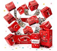 Graduation 2026 Money Explosion Coffret Cadeau avec Languettes Porte-Monnaie Confettis Graduation Money Holder Boîte De Carte-Cadeau, for Cartes Notes Idée Cadeau De Fête De Diplômé(Red,18 pcs)