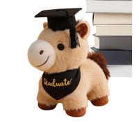 Graduation Bear Plush Gift Bulk, Huggable Toy Cushion, Horse Stuffed Animal Graduation Plush with Cap, Flannel Fabric Hugging Pillow, Cute Celebration Gift Design, for Bedroom Nursery Office Use