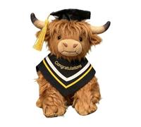 Graduation Cap Cow Plush, Stuffed Animal Cow Collectibles, 12 Inch Soft Bovine Statue with Tassel Hat, Premium Velvet Texture Toy, Cuddly Figurine with Style Home Decor for Graduation and Birthday