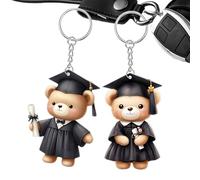 Graduation Charm, Set of 2 Acrylic Bear Keepsakes, 1.65x2.36 Inches, Memorial Ornament, Cute Backpack Keychain for High School, College Grad Season Celebration Gift