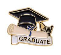 Graduation Épingles En Émail Chapeau De Graduation Et Diplôme Scolaire Diplômé En Émail Épinglettes Pour Étudiant Noir Lettre Broche Broche Pour Vestes Badges Accessoires (Black, One Size)