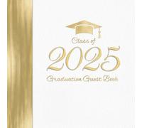 Graduation Guest Book: Matching White Gold Party Decoration I Life Advice, Friends and Family Register & Keepsake with Gift Log I High School & College Final Year Present Idea