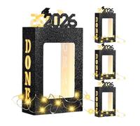 Graduation Photo Box, LED Frame Decor, Celebration Accessory with Light Feature, Table Supply with Creative Details, Keepsake Category, 4 Piece Ornament for Siblings Friends Classmates Home Bedroom