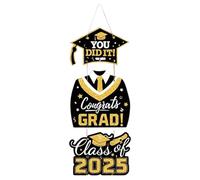 Graduation Sign, Grad Party Decoration, Doors Decoration, Suspending Congratulatory Wooden Ornament, 21.26x10.24 inches, for Front Door, Porch, School Yard, College Dorm Backdrop