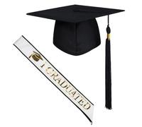 GraduationMall 2025 Chapeau de Diplomé avec Écharpe de Graduation Étole pour Fête de Remise des Diplômes Cadeau 2 Couleurs