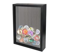 GraduationMall 20x25cm Cadre 3D Profond avec Fente,Liège Vin Talon de Billet Boîte à Souvenirs,Keepsake Shadow Box Verre Véritable Noir