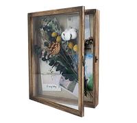 GraduationMall 28x35cm Bois Cadre 3D Profond avec Vitre Porte Fenêtre, Cadre de Boîte d'Ombre,Cadre pour Bouquet Photos Médailles Souvenirs de Bébé et de Mariage