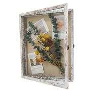 GraduationMall 33x40cm Blanc Cadre 3D Profond avec Vitre Porte Fenêtre, Cadre de Boîte d'Ombre,Cadre pour Bouquet Photos Médailles Souvenirs de Bébé et de Mariage