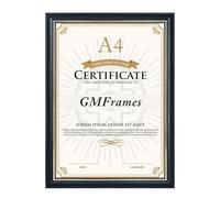 GraduationMall Cadre Photo en Bois Noir pour Certificat A4, porte-Documents Diplôme, Cadres Photo en Verre pour Affichage Mural et Table