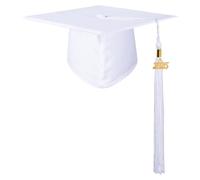 GraduationMall Chapeau de Diplomé pour Adultes avec Pendentif 2025, Chapeau Bachelier Graduation Université Lycée Unisexe Blanc