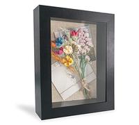 GraduationMall Noir Cadre 3D Profond avec Vitre 13x18cm Cadre de Boîte d'Ombre avec Dos en Lin,Idéal pour Les Souvenirs/Photos/Fleurs/Médailles