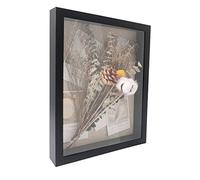 GraduationMall Noir Cadre 3D Profond avec Vitre 28x35cm Cadre de Boîte d'Ombre avec Dos en Lin,Idéal pour Les Souvenirs/Photos/Fleurs/Médailles