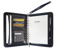 GraduationMall Porte Document A5 avec Fermeture Éclair avec Liant Anneau,Dossier de Conférence avec des Pages Rechargeables Noir