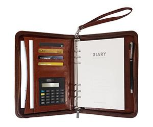 GraduationMall Porte Document A5 avec Fermeture Éclair avec Liant Anneau,Dossier de Conférence avec des Pages Rechargeables Brun