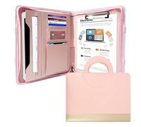 GraduationMall Porte Documents A4 en Cuir PU avec Poignées Pliables, Homme Femme Organiseur de Conférence Dossier pour Réunion/Bureau/Voyage D'affaires Rose