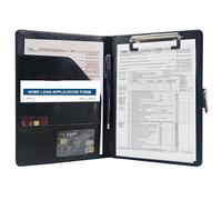 GraduationMall Porte-documents A5 avec porte-bloc - Fermeture magnétique - En cuir synthétique - Portable - Noir