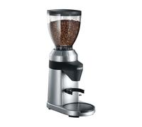 GRAEF CM 800 - Moulin à café électrique, boîtier alu, broyeur conique inox, 40 réglages, réservoir 350g, porte-filtre, insert antistatique, roue à palettes alu, 128 W - Argent