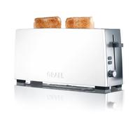 GRAEF Grille-pain à fentes longues TO91 Blanc avec dispositif séparé pour petits pains, tiroir à miettes en acier inoxydable, dispositif de levage et centrage des tranches de pain