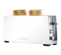 GRAEF Grille-pain à fentes longues TO91 Blanc avec dispositif séparé pour petits pains, tiroir à miettes en acier inoxydable, dispositif de levage et centrage des tranches de pain