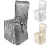 Gräfenstayn Housse de Chaise Sofia avec Motif Jacquard et nœud intégré - différentes Couleurs pour dossiers Ronds et carrés Coupe Universelle avec Joint Oeko-Tex Standard 100 (Anthracite)