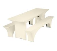 Gräfenstayn - Lot de 3 housses de table Leopold - Matière extensible - Largeur de la table de 70 cm ou 50 cm - Répond à la norme Öko-Tex standard 100, ivoire, 70 x 220 cm