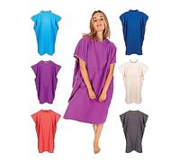 Gräfenstayn Premium Poncho de Bain avec Boutons - Öekotex 100 - Aide à se Changer Femmes & Hommes - Poncho de Surf Plage - Serviette - Cape de Bain Microfibre (S-M Violet)