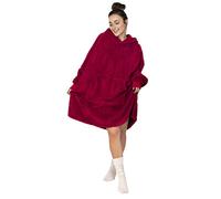 Gräfenstayn® Sweat Moelleuse en Sherpa avec Manches & Capuche - Oeko-Tex Standard 100 - Couverture Moelleuse Portable à Enfiler - Plaid Chaud Moelleux pour Femmes & Hommes (L - XL, Bordeaux)
