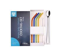 GRÄWE 9-TLG Set de pailles en Verre trempé Multicolore