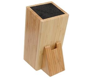 GRÄWE bloc universel de couteaux en bambou avec insert en soie et fente pour ciseaux, angulaire, 24 × 11 × 17 cm, sans couteaux