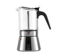 GRÄWE Cafetière à expresso avec verseuse en verre compatible avec l'induction, cafetière à expresso en acier inoxydable pour 9 tasses, cafetière à expresso classique, cafetière moka de 360 ml