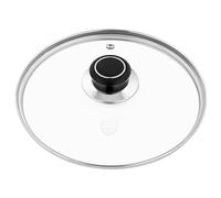 GRÄWE Couvercle en verre avec anneau en acier inoxydable Ø 20 cm, avec sortie vapeur, passe au lave-vaisselle, couvercle de casserole, couvercle universel, couvercle résistant à la chaleur