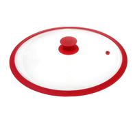 GRÄWE Couvercle en verre avec bord en silicone vert ou rouge nouvelle génération, Verre, Rot, 32 cm