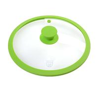 GRÄWE Couvercle en verre avec bord en silicone vert ou rouge nouvelle génération, vert, 24 cm