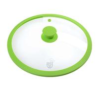 GRÄWE Couvercle en verre avec bord en silicone vert ou rouge nouvelle génération, vert, 32 cm