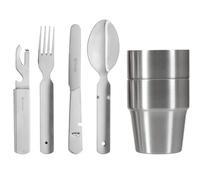 GRÄWE Couverts de camping avec 2 gobelets en acier inoxydable, ensemble d'extérieur avec gobelets isothermes, set de randonnée avec gobelets